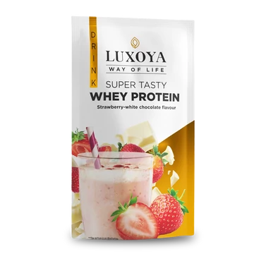 Whey Protein - Tejsavó fehérje italpor 30g - Eper-Fehér csokoládé ízű Liofilizált eper darabokkal