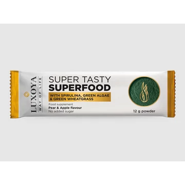Super Tasty Superfood - Körte-Alma ízesítésű Spirulinát és Zöld Búzafüvet tartalmazó Étrendkiegészítő italpor