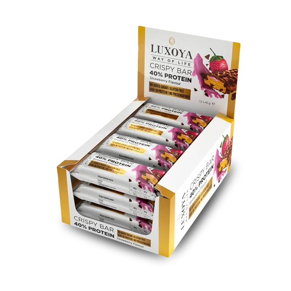 Crispy Bar Roppanós Fehérje Szelet 12x45g - Eper ízű